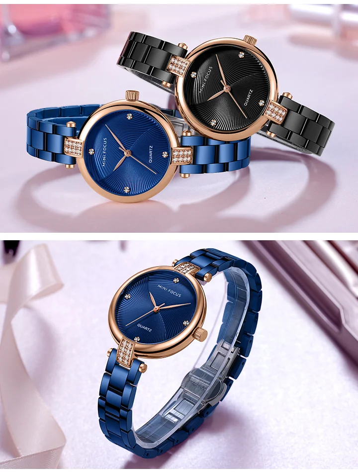 MINI FOCUS Trend Design Woman High Quality Luxury Waterproof Clock Quartz Watches with 5 ATM Male Stainless Steel Strap