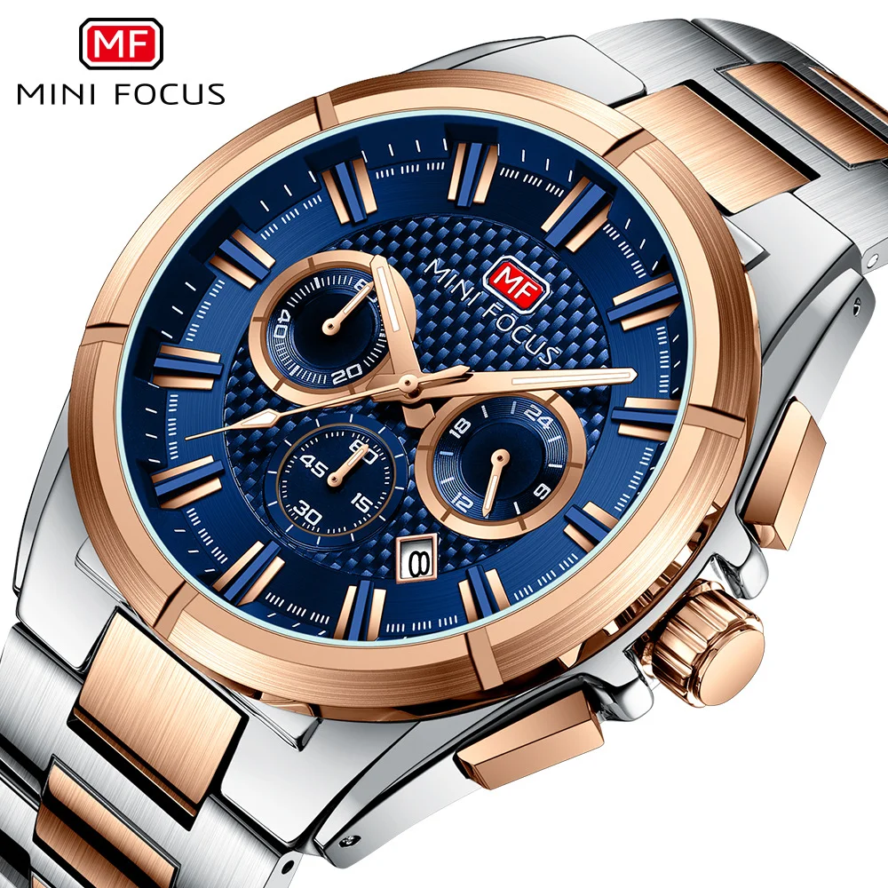 Mini Focus Men Chronograph Sport Watch Waterproof Stainless