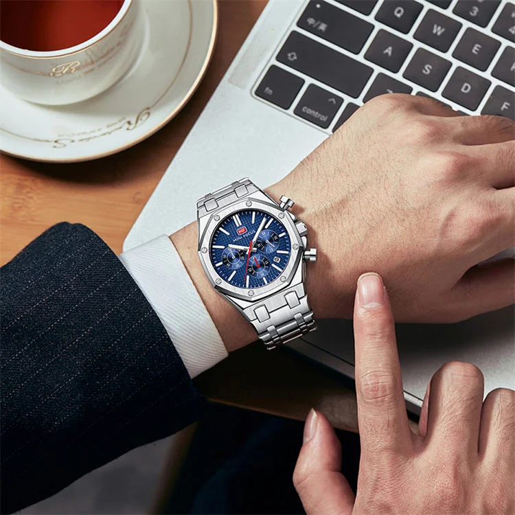 MINI FOCUS 0609 Elegance Men's Quartz Watch Stainless Steel, Luminous Chronometer for Business