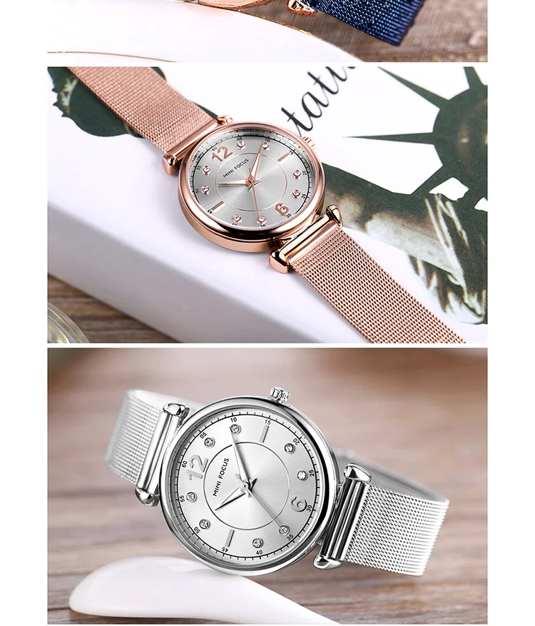 Mini Focus MF0177L Wholesale Luxury Women Watch | Royal Golden Mesh Strap OEM Factory
