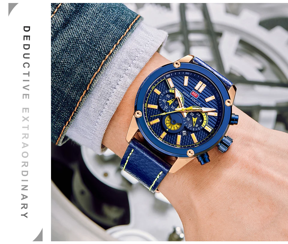 Mini Focus Men’s Quartz Sport Watch | Waterproof Leather Strap Wristwatch for Wholesale