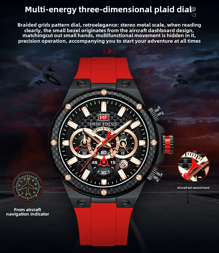 Mini Focus 0468G Men's Sports Watch | Waterproof Carbon Fiber Luxury Quartz Timepiece