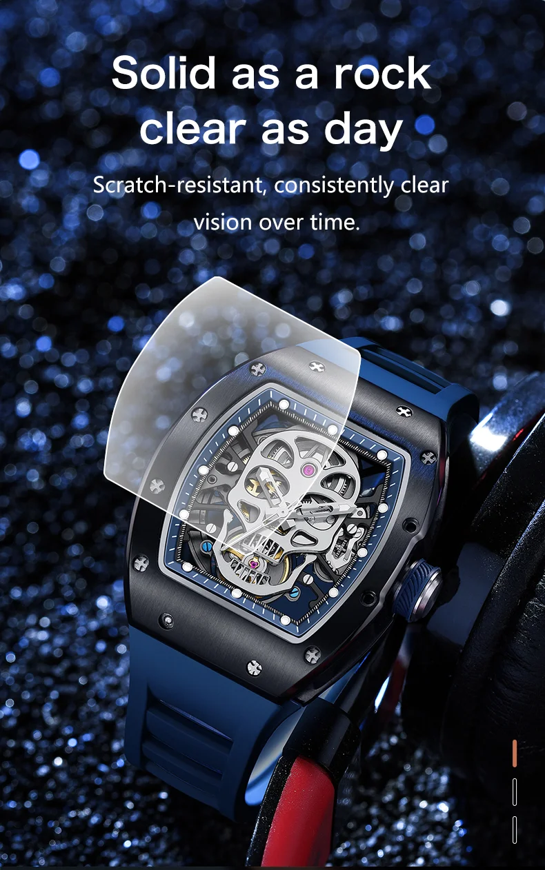 CHANCE 90907 Men’s Carbon Fiber Automatic Watch – Luxury Hollow Dial, Waterproof Mechanical Timepiece
