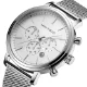 Stylish Men’s Quartz Watch with Silver Mesh Band – Factory