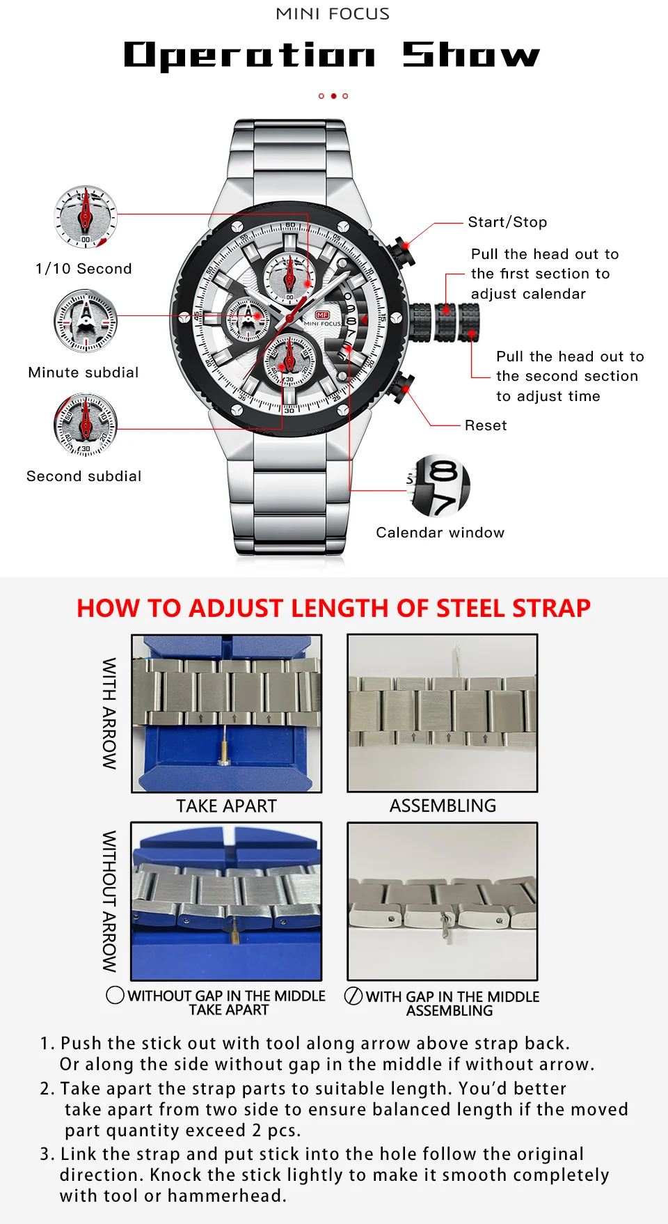 Mini FocusMen&rsquo;s Wrist Complete Calendar Chronograph Watch | Luxury Waterproof Fashion Quartz Watch for Men