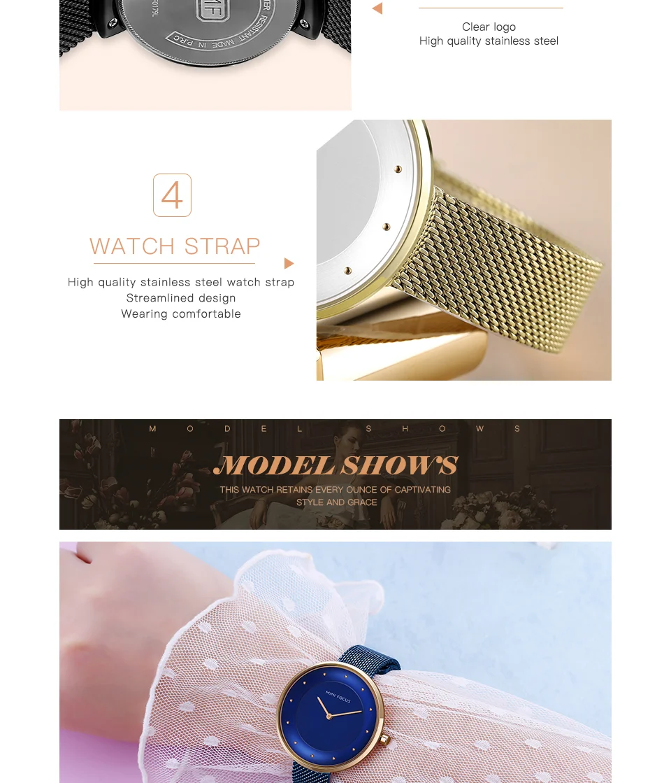 MINI FOCUS MF0179L Rose Gold Women’s Quartz Watch | Ultra Thin Mesh Strap Fashion Watch Factory OEM