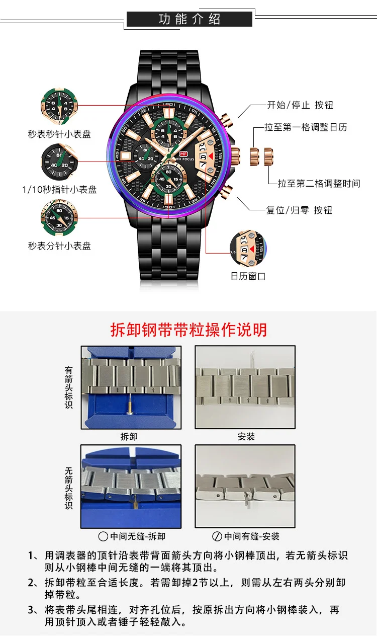 Mini Focus Rainbow Color Fashion Men's Wrist Watch | Waterproof Chronograph Quartz Watch for Wholesale