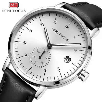 Fashionable Mini Focus Leather Strap Quartz Watch for Men 