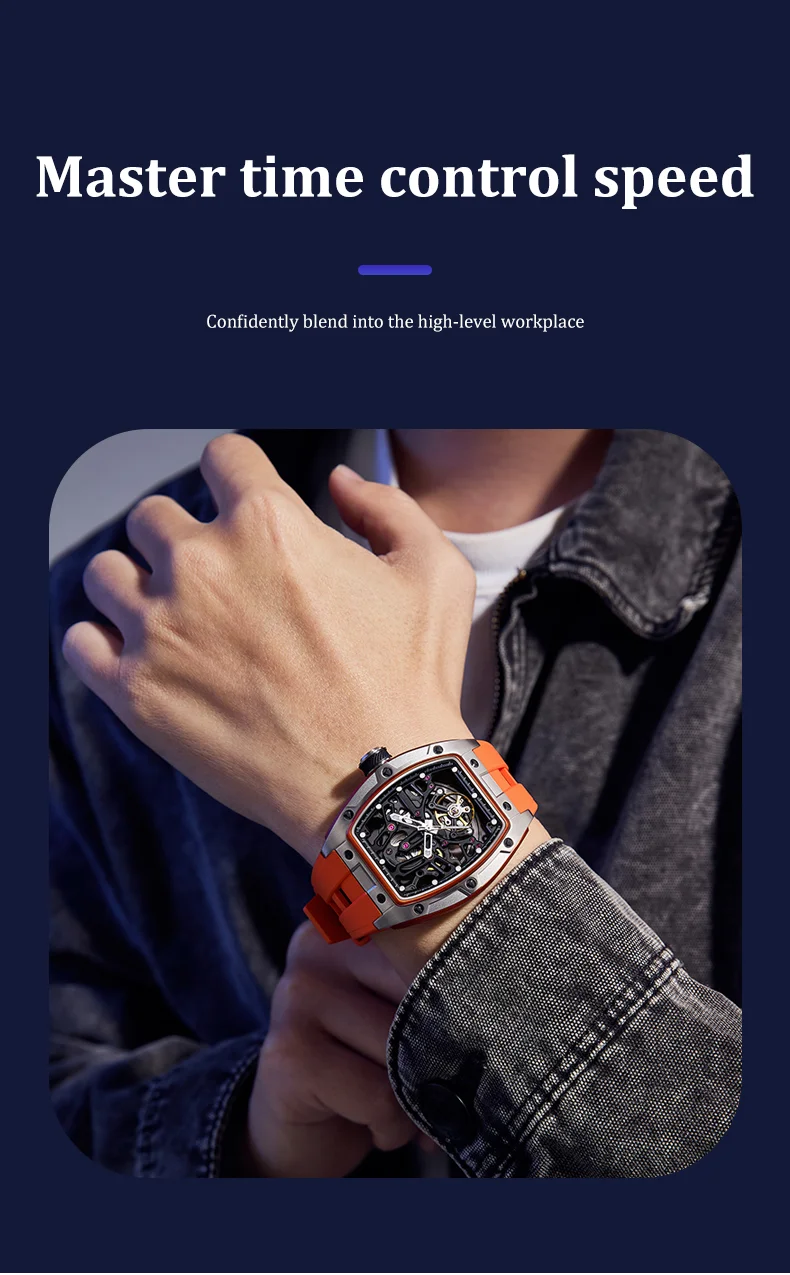 CHANCE 91981 Wholesale Luxury Tourbillon Watch Sky Blue Dial, Steel Case, Automatic Mechanical Watch for Men