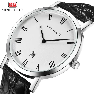 Mini Focus Men's Business Quartz Watch Black Leather