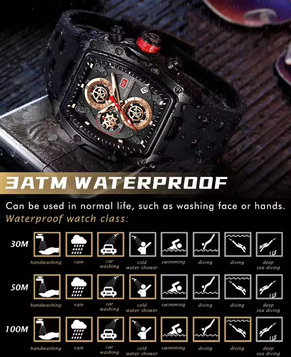 Mini Focus Top Sale Men&rsquo;s Gradient Hollow Calendar Quartz Watch with Waterproof Night Light for Wholesale