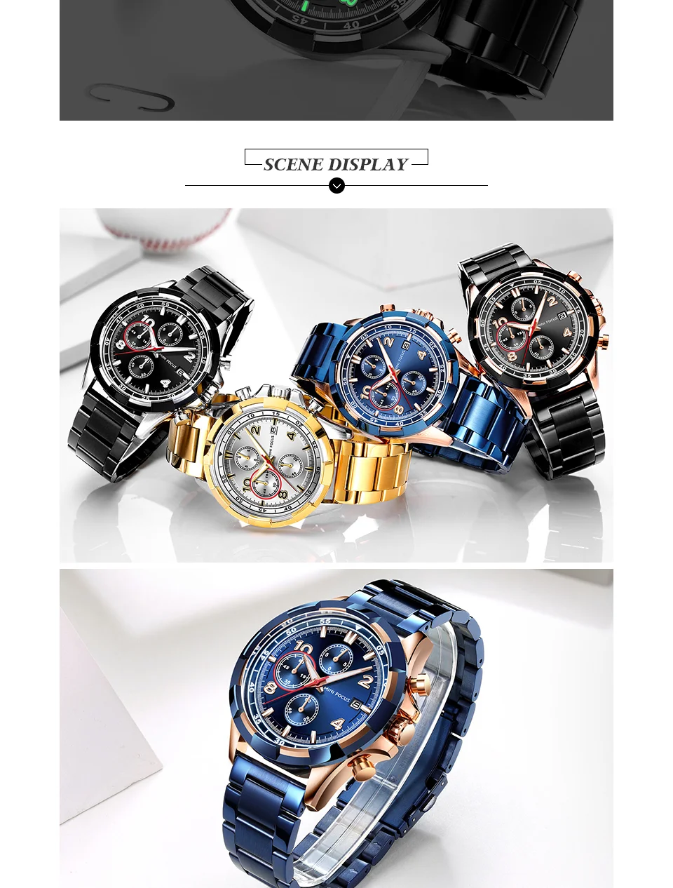 Mini Focus MF0198G Men’s Luxury Chronograph Watch | Stainless Steel | Waterproof Factory Direct