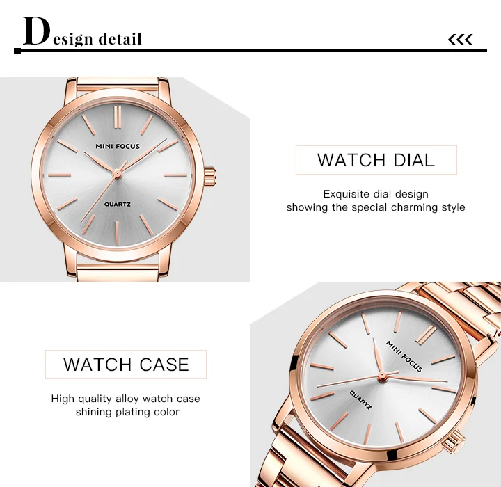 MINI FOCUS Femme Classic Elegant Watches Solid Stainless Steel Band Waterproof With Japanese Movement Women Quartz Watch