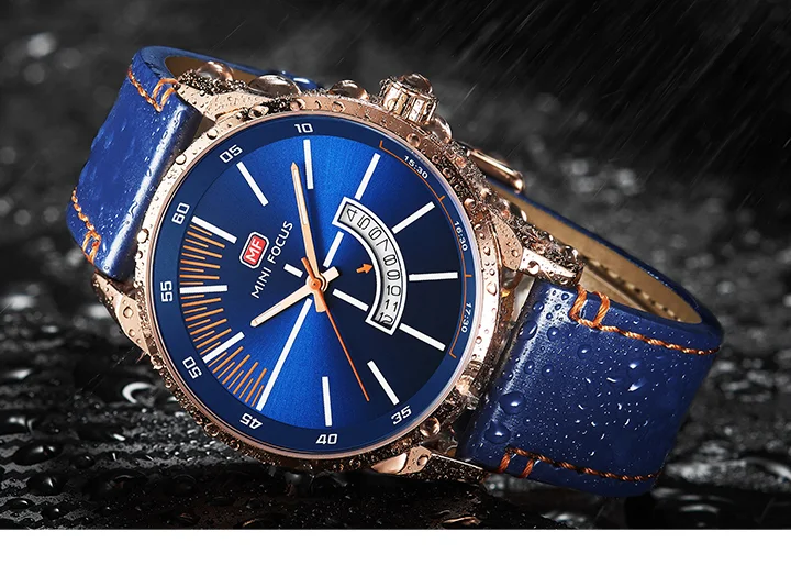 MINI FOCUS MF0132G Men's Luxury Quartz Watch | Genuine Leather, Waterproof, Business Style