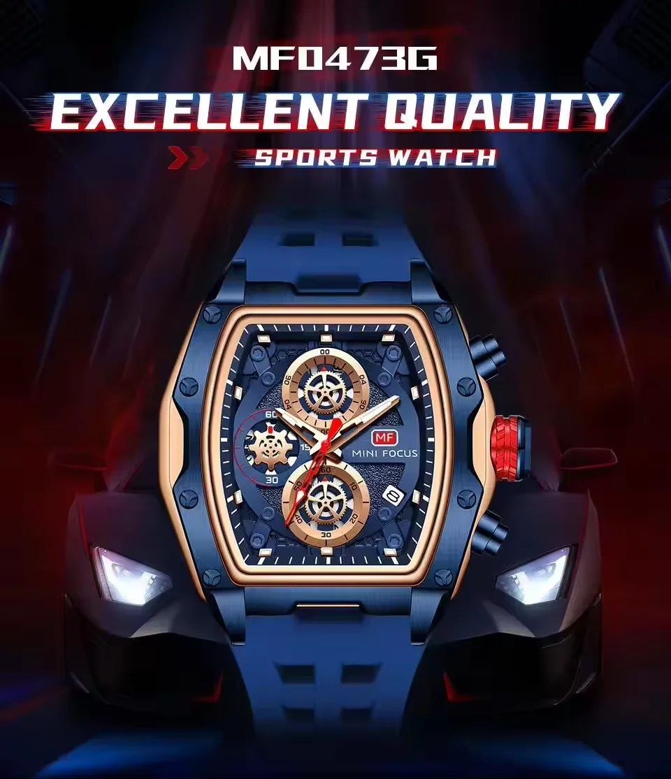 Mini Focus Top Sale Men&rsquo;s Gradient Hollow Calendar Quartz Watch with Waterproof Night Light for Wholesale