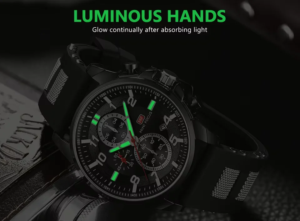 MINI FOCUS Men’s Quartz Watch | Stylish Waterproof Watch with Luminous Silicone Band | Factory Wholesale
