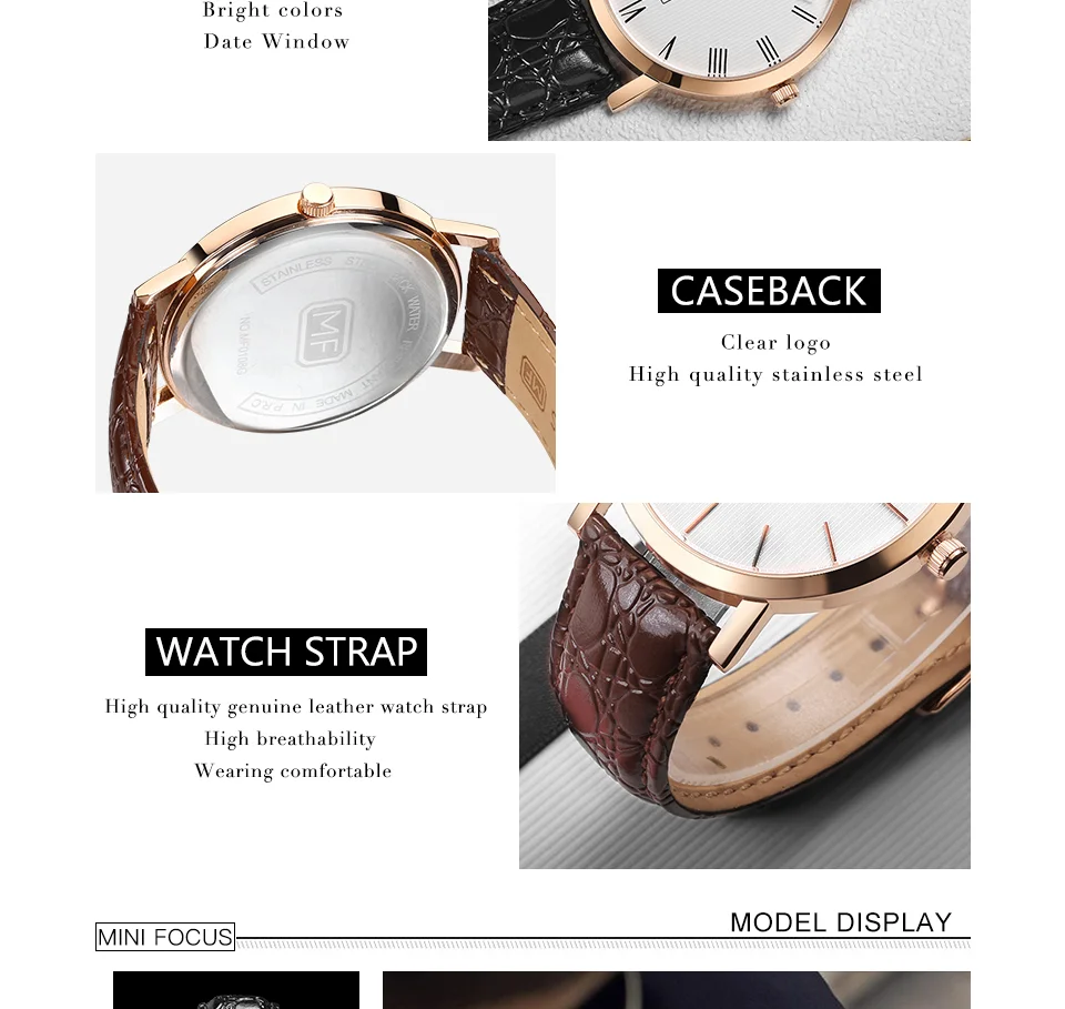 Mini Focus MF0108G Men's Business Quartz Watch | Black Leather | Factory Direct