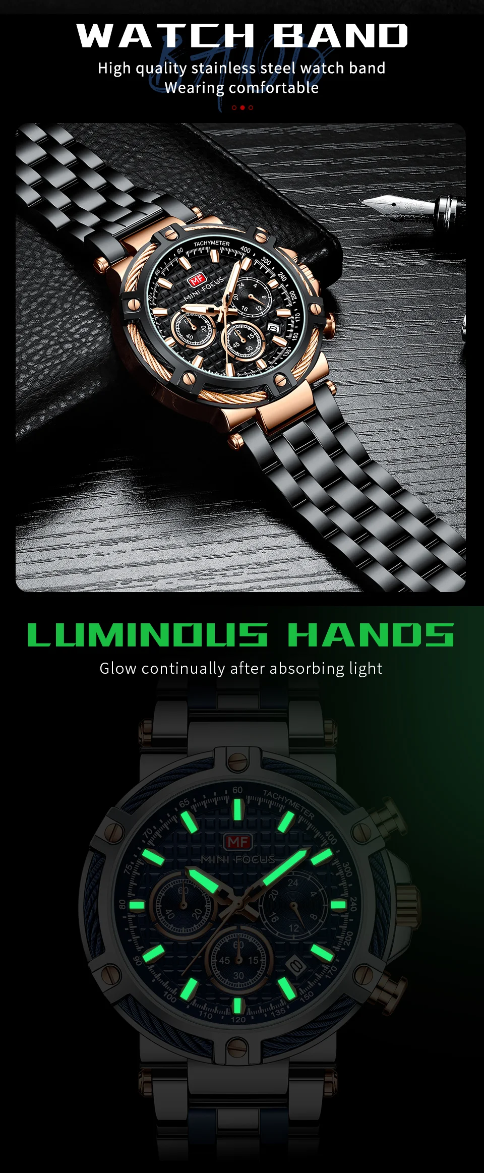 New Arrival Chronograph Quartz Men's Watch MINI FOCUS Luxury Design for Wholesale