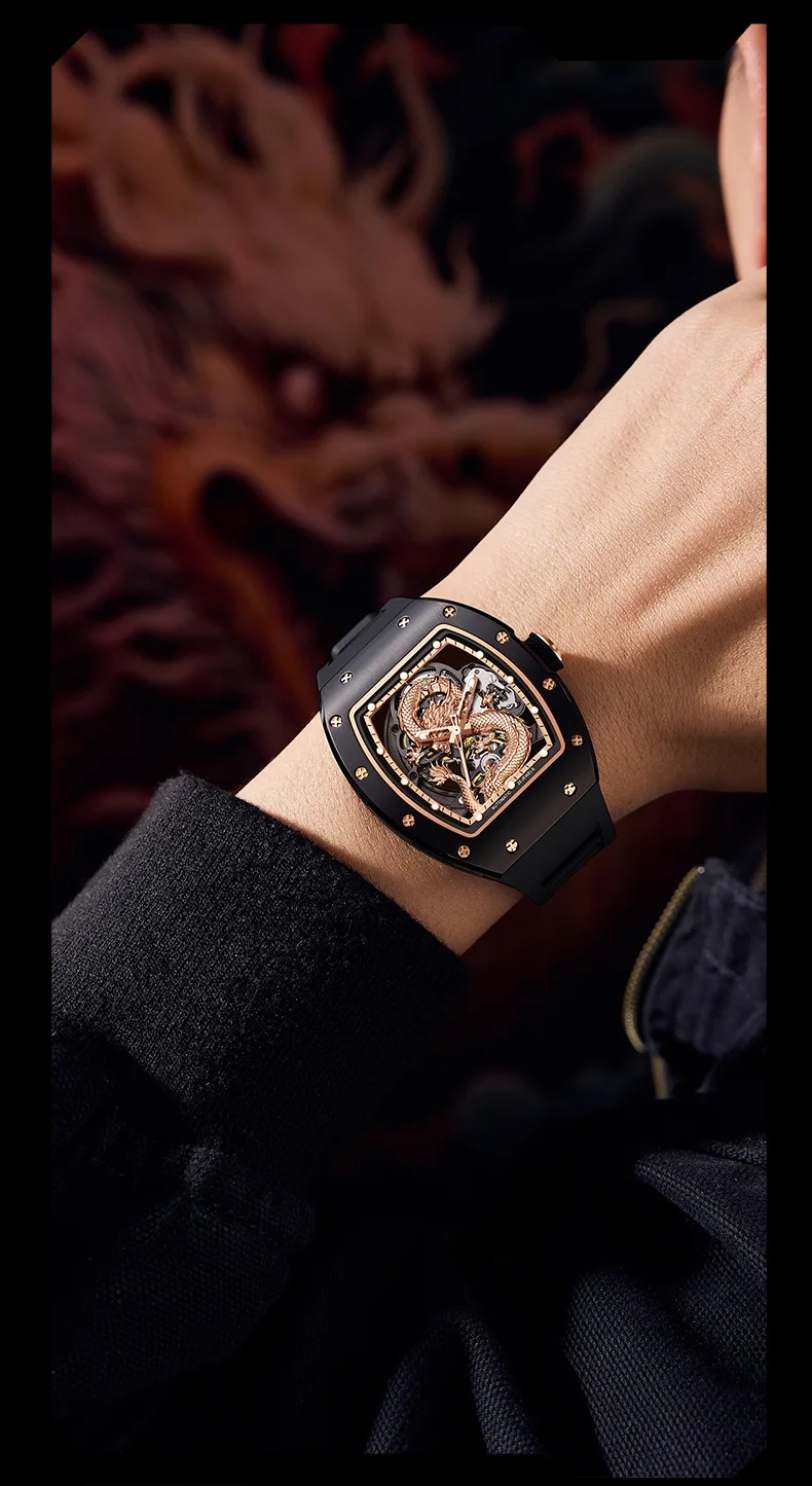 CHANCE 919015 Chinese Dragon Tourbillon Watch &ndash; Luxury Automatic Mechanical Watch with Hollow Dial for Men