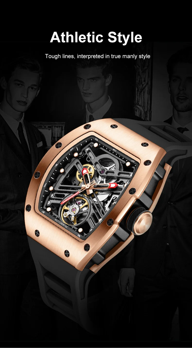CHANCE 919013 Automatic Men’s Watch – Luminous Skeleton Dial, Stainless Steel Case