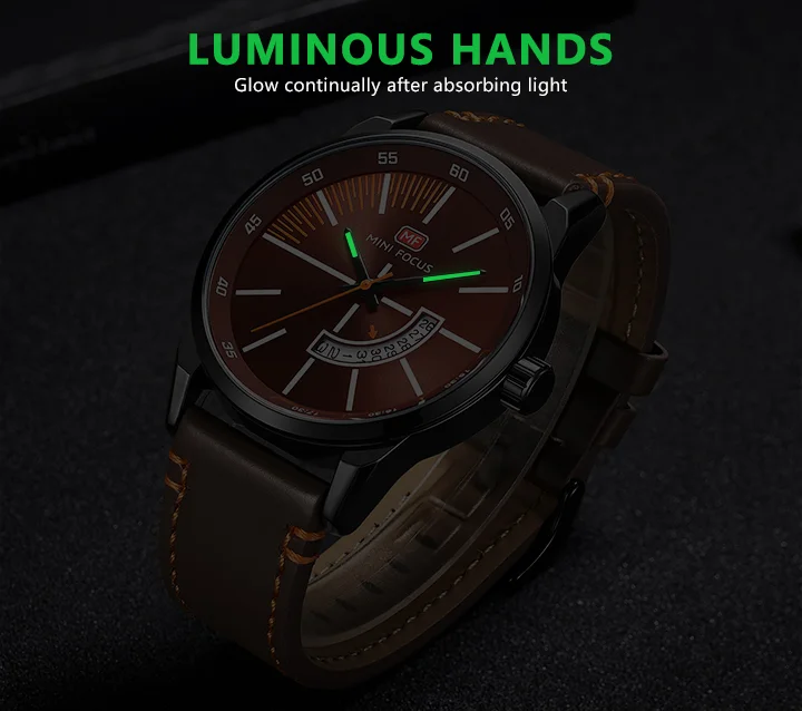 MINI FOCUS MF0132G Men's Luxury Quartz Watch | Genuine Leather, Waterproof, Business Style