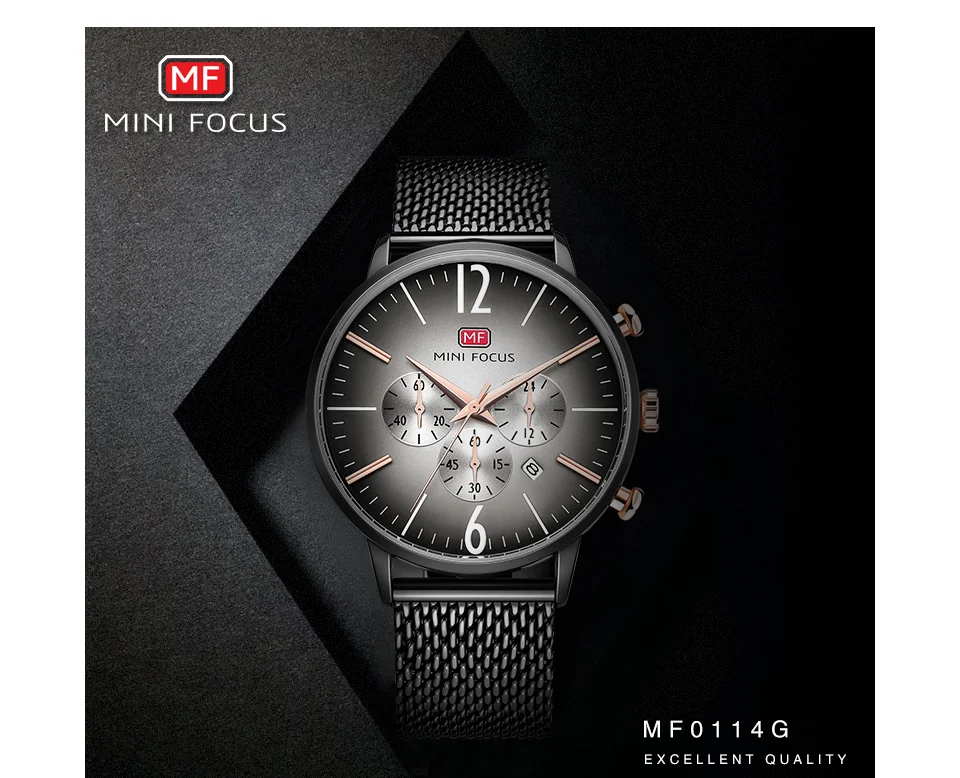 Mini Focus MF0114 Men’s Blue Quartz Watch | Ultra Thin Mesh Strap | 24H Date | Factory Wholesale