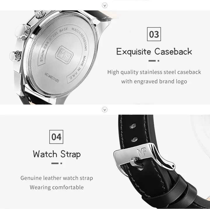 Mini Focus MF0082G Men's Watch | Fashionable Waterproof Leather Strap, Luminous Calendar, Quartz Movement
