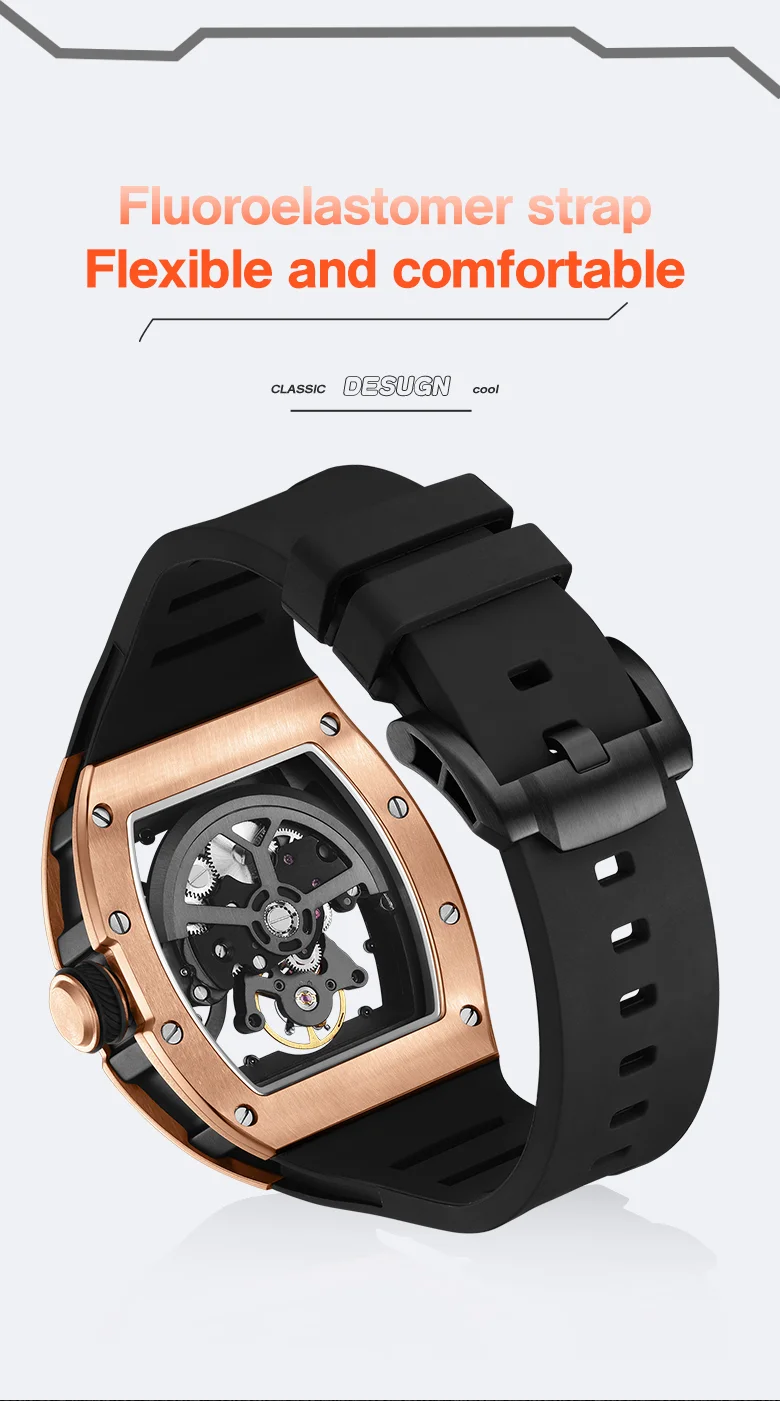 CHANCE 919012 Men’s Luxury Mechanical Watch – Carbon Fiber Case, Skeleton Dial, Waterproof Design