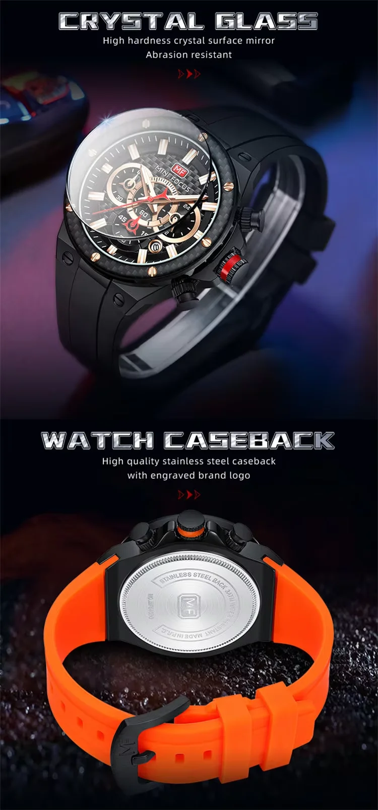 Top Sale Men’s Multifunction Chronograph Quartz Watch with Waterproof Silicone Strap