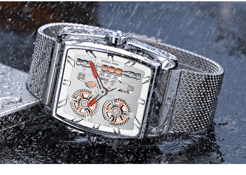 Mini Focus Cool Man Quartz Square Shape Watches Analog Water Resist Designer Luxury Men Leather And Stainless Hand Watch