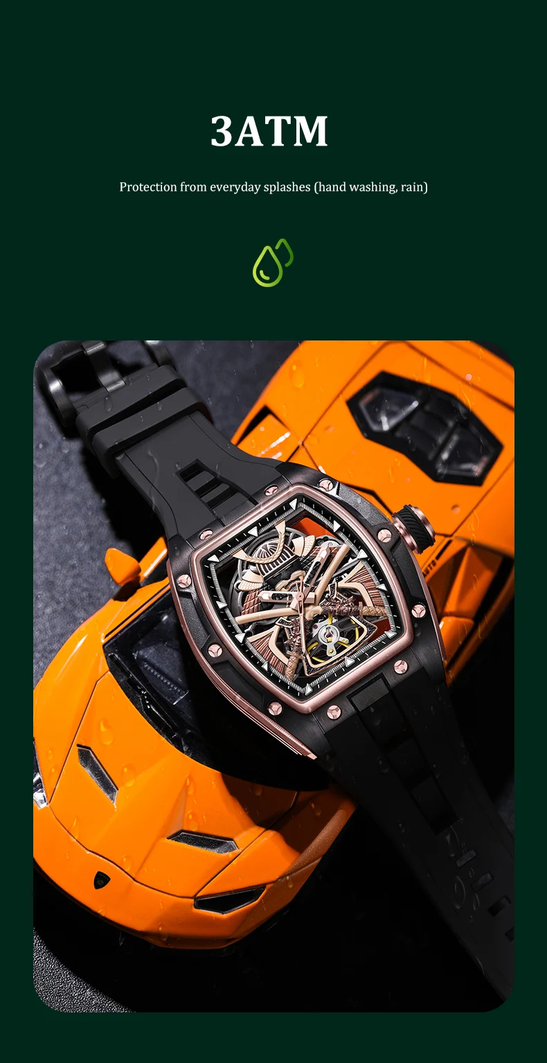 CHANCE 91985 Samurai Tourbillon Watch – Hollow Dial Luxury Mechanical Automatic Men’s Watch