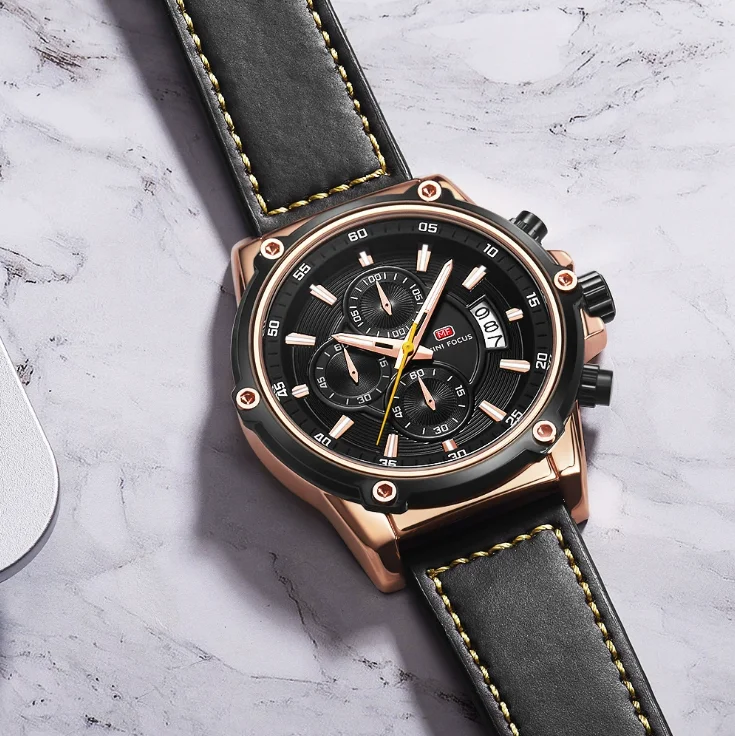 MINI FOCUS MF0175G Classic Business Men’s Watch | Waterproof Leather Quartz Watch Wholesale OEM