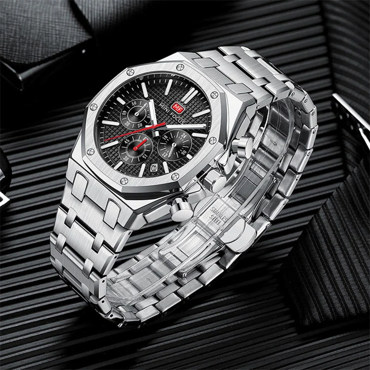 MINI FOCUS 0609 Elegance Men's Quartz Watch Stainless Steel, Luminous Chronometer for Business