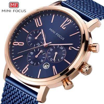 Mini Focus Men’s Business Quartz Watch Stainless Steel Mesh