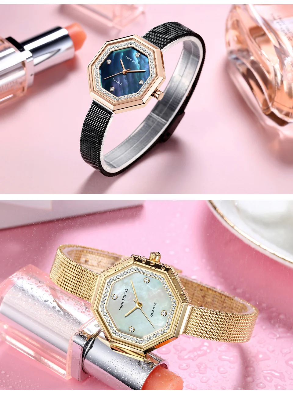 MINI FOCUS Diamond Brand Luxury Fashion Women Quartz Watch – Blue Lady Watch Waterproof Girl Clock
