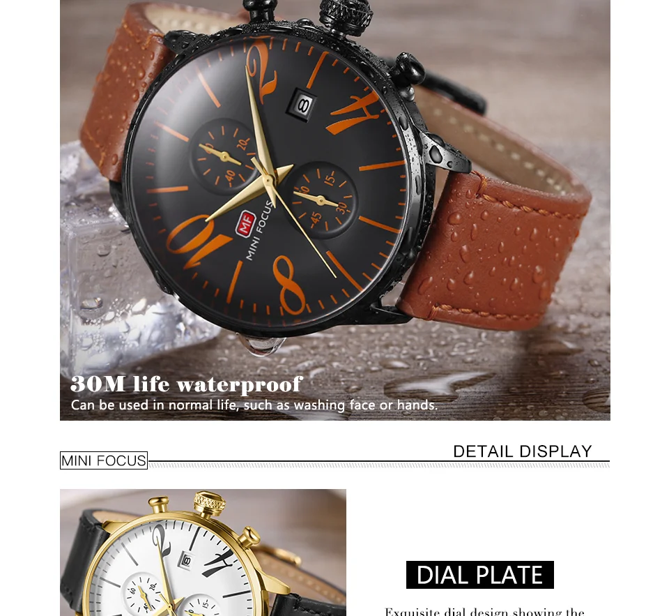 Reloj Hombre MINI FOCUS MF0135G | Cronógrafo de Cuarzo, Resistente al Agua, Correa de Cuero
