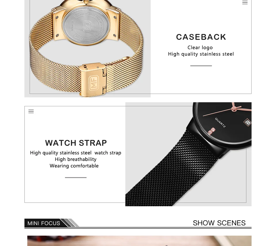 MINI FOCUS MF0181G Men's Ultra-Thin Diamond Quartz Watch | OEM Factory Direct Mesh Strap Business Timepiece