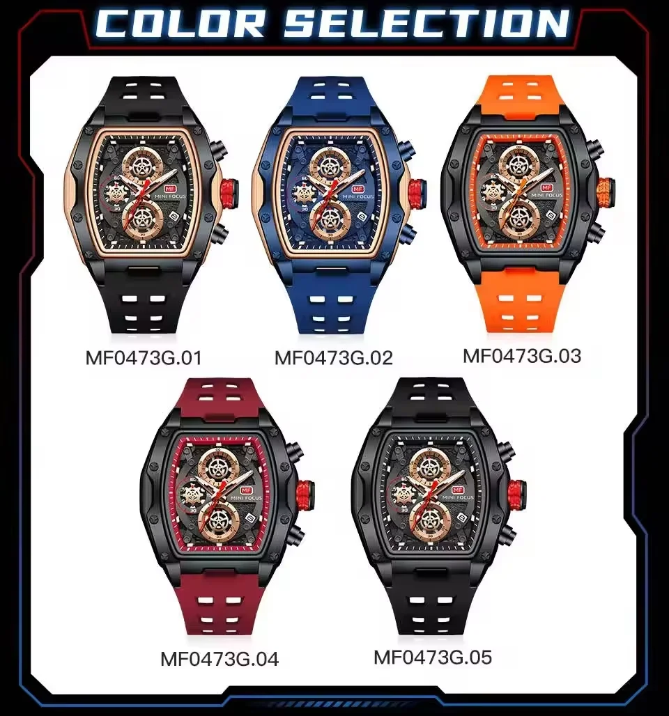 Mini Focus Top Sale Men&rsquo;s Gradient Hollow Calendar Quartz Watch with Waterproof Night Light for Wholesale