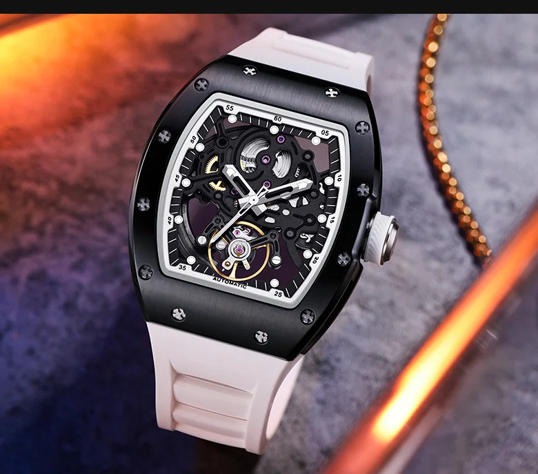 CHANCE 919012 Men’s Luxury Mechanical Watch – Carbon Fiber Case, Skeleton Dial, Waterproof Design
