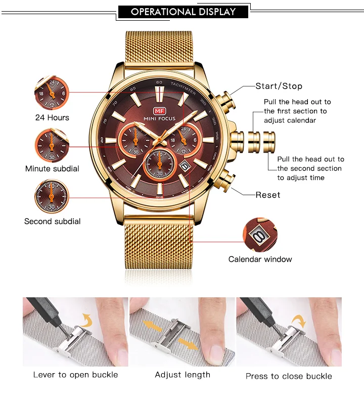 Mini Focus MF0142G Men’s Sport Chronograph Watch | Racing Style, Luminous Dial, Milanese Strap