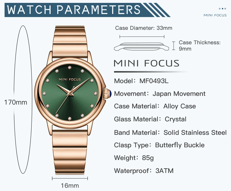Mini Focus Luxury Diamond Women's Watch Waterproof Wristwatch for Wholesale