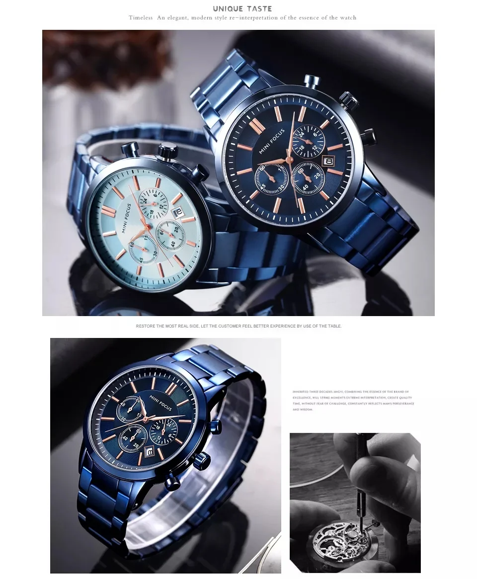 Mini Focus MF0188G Men’s Business Quartz Watch | Waterproof Steel Band Luxury Designer Timepiece