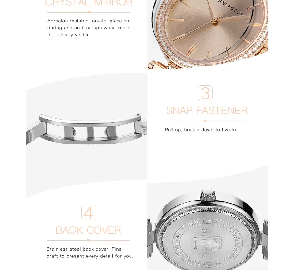 Mini Focus MF0039L Women’s Luxury Stainless Steel Quartz Watch | Waterproof Elegant Silver Wristwatch | Factory Wholesale