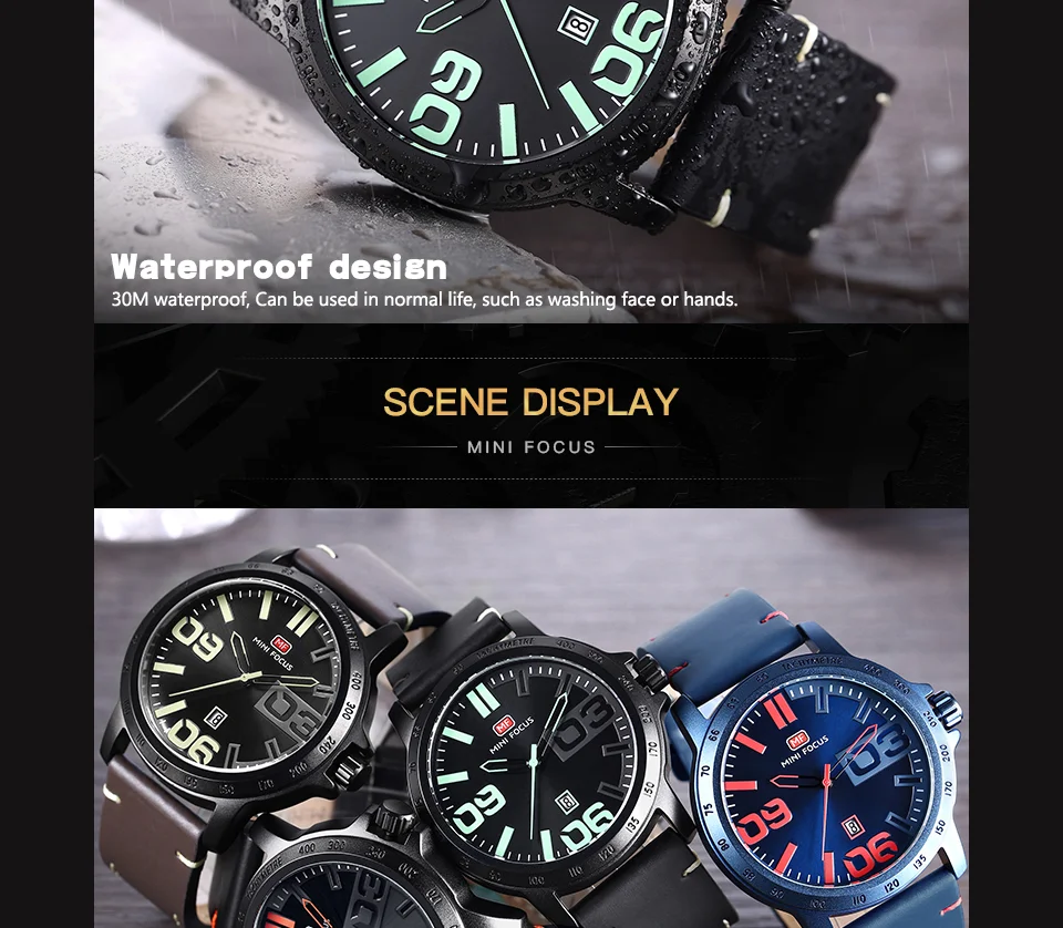 Mini Focus MF0169G Men’s Quartz Watch | Stylish Leather Band, Casual Design, Factory Direct Wholesale & Custom OEM