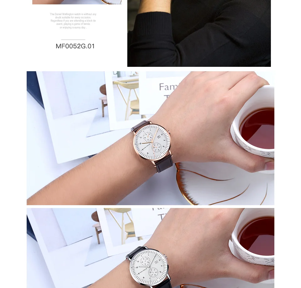 Mini Focus MF0052G Men's Business Quartz Watch | Leather Strap Calendar Design | Factory Direct Wholesale