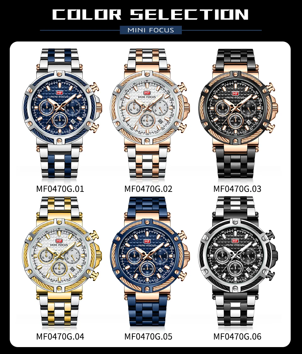 New Arrival Chronograph Quartz Men's Watch MINI FOCUS Luxury Design for Wholesale