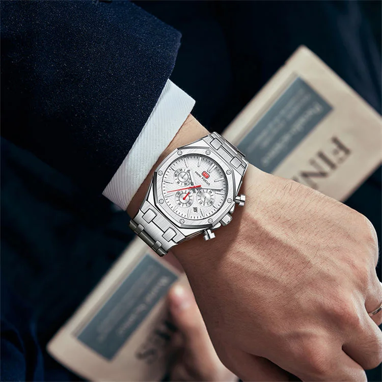 MINI FOCUS 0609 Elegance Men's Quartz Watch Stainless Steel, Luminous Chronometer for Business