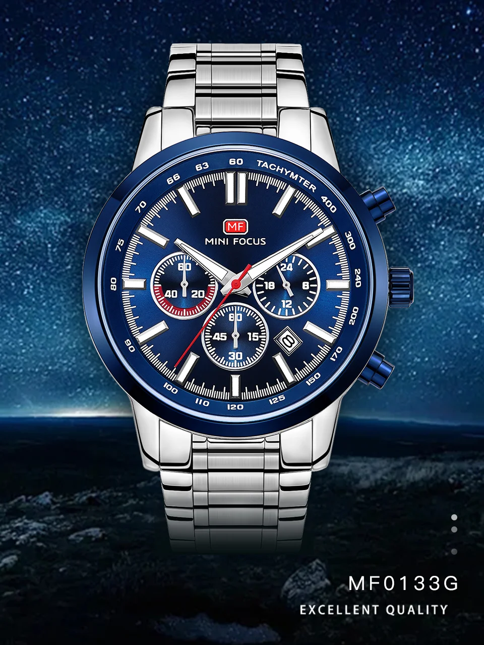 MINI FOCUS MF0133G Men’s Quartz Sports Watch | Stainless Steel, Calendar, Waterproof, Factory Wholesale