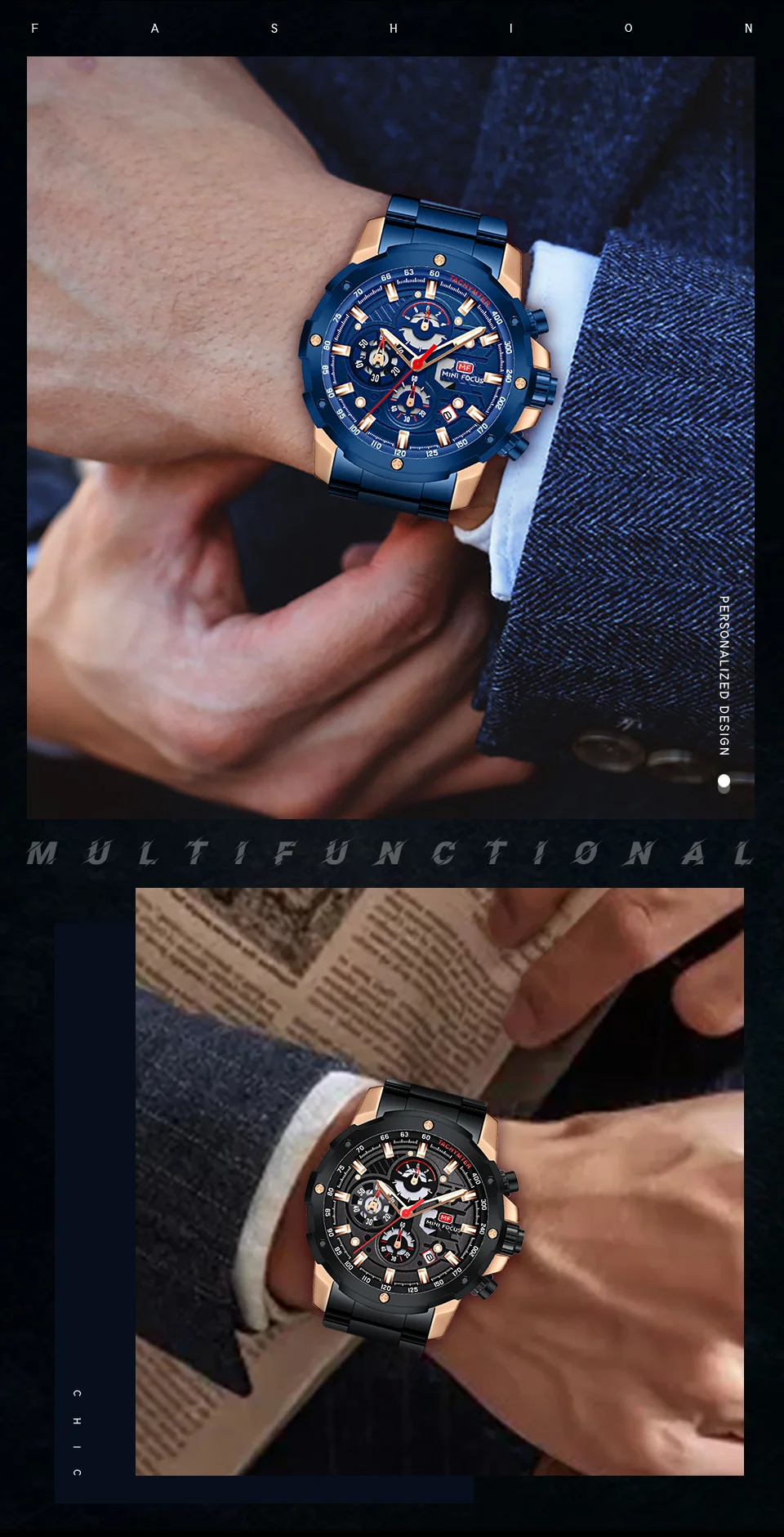 Luxury Sport Chronograph Men's Quartz Watch with Stainless Steel Band – MINI FOCUS Global Supplier