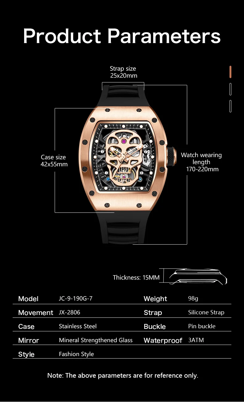 CHANCE 90907 Men’s Carbon Fiber Automatic Watch – Luxury Hollow Dial, Waterproof Mechanical Timepiece